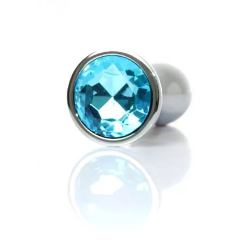 Анальная металлическая пробка Plug-Jewellery Silver PLUG- Light Blue L
