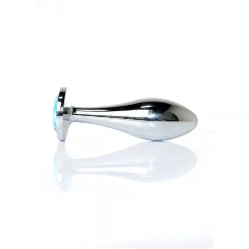Анальная металлическая пробка Plug-Jewellery Silver PLUG- Light Blue L