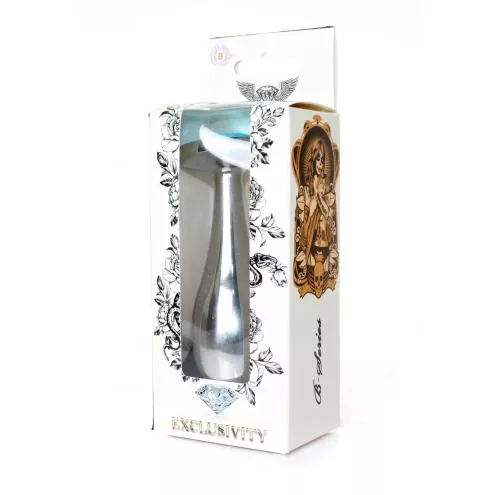 Анальная металлическая пробка Plug-Jewellery Silver PLUG- Light Blue L