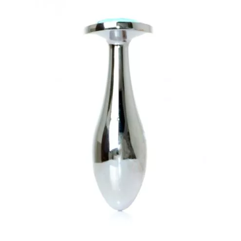Анальная металлическая пробка Plug-Jewellery Silver PLUG- Light Blue L