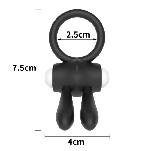 Эрекционное вибро кольцо Power Clit Duo Silicone Cockring Black