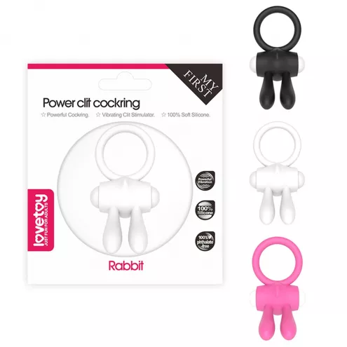Эрекционное вибро кольцо Power Clit Duo Silicone Cockring Black