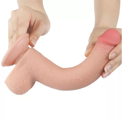 Фалоімітатор Sliding-Skin Dual Layer Dong 9 з мошонкою, тілесний
