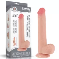 Фалоімітатор Sliding-Skin Dual Layer Dong 9 з мошонкою, тілесний
