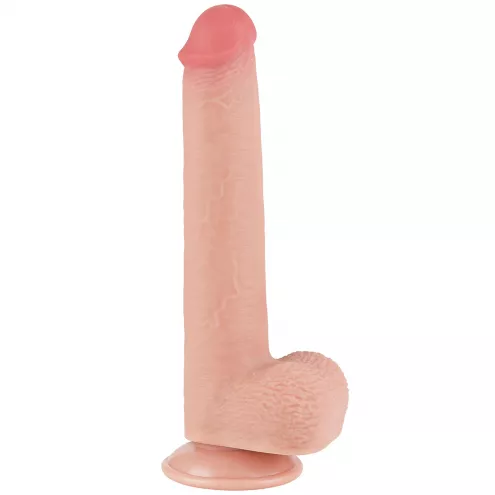 Фалоімітатор Sliding-Skin Dual Layer Dong 9 з мошонкою, тілесний