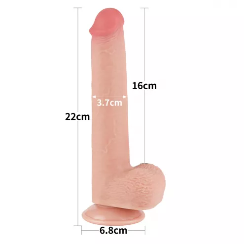 Фалоімітатор Sliding-Skin Dual Layer Dong 9 з мошонкою, тілесний