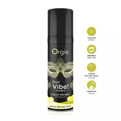 Збуджуючий гель вібратор ORGIE Dual Vibe! Kissable Liquid Vibrating Lemon Gin And Tonic