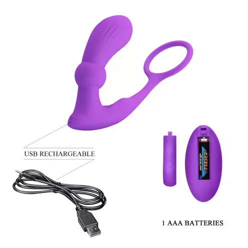 Массажер простаты PRETTY LOVE Warren Purple 12 vibration functions 12 pulse wave settings