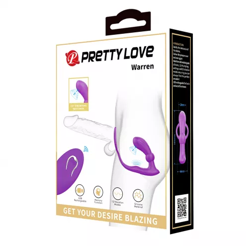 Массажер простаты PRETTY LOVE Warren Purple 12 vibration functions 12 pulse wave settings