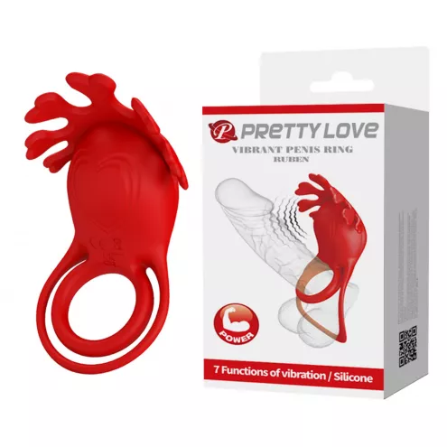 Віброкільце PRETTY LOVE - VIBRATION PENIS RING, Ruben, 7 vibration functions red