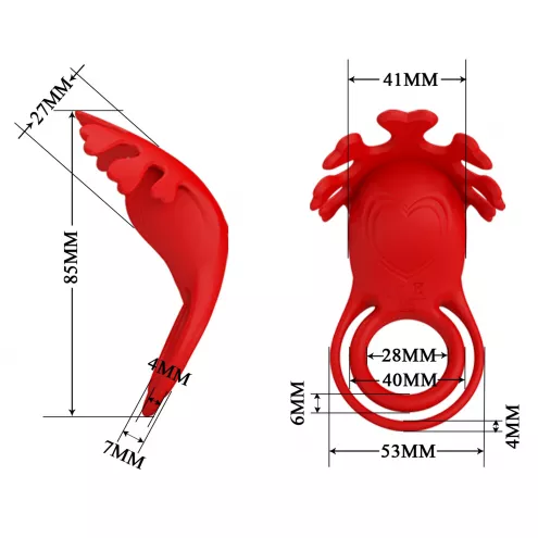 Віброкільце PRETTY LOVE - VIBRATION PENIS RING, Ruben, 7 vibration functions red