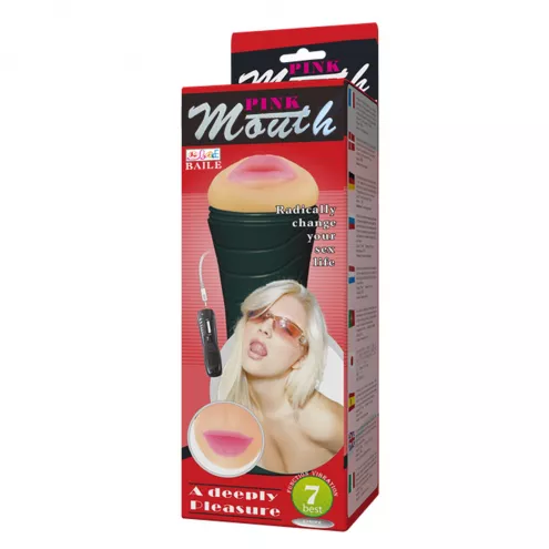 Мастурбатор ротик с вибро PINK BUTT