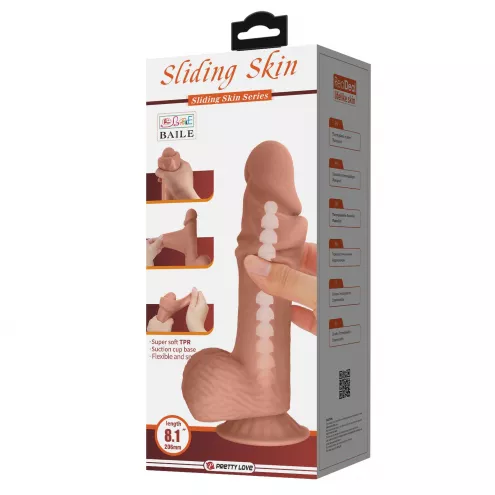 Фалоімітатор Sliding Skin Bendable 8.1, тілесний