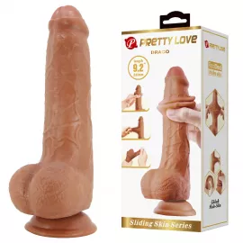 Фалоімітатор з мошонкою PRETTY LOVE - DRACO 9.2(233mm) Sliding Skin Series TPR, Suction base - 1