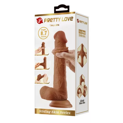 Фаллоимитатор с мошонкой PRETTY LOVE TALLEN 8.7(220mm) Sliding Skin Series TPR, Suction base