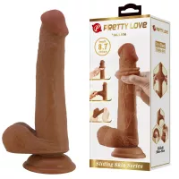 Фаллоимитатор с мошонкой PRETTY LOVE TALLEN 8.7(220mm) Sliding Skin Series TPR, Suction base
