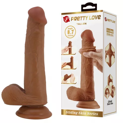 Фаллоимитатор с мошонкой PRETTY LOVE TALLEN 8.7(220mm) Sliding Skin Series TPR, Suction base