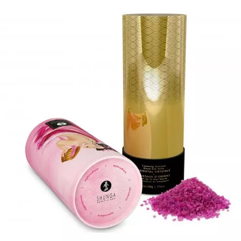 Пенящаяся соль для ванны Shunga Dead Sea salt Oriental Crystals — Rose Petal (500 г), соль Мертвого моря