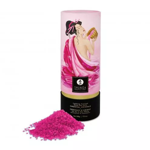 Пенящаяся соль для ванны Shunga Dead Sea salt Oriental Crystals — Rose Petal (500 г), соль Мертвого моря