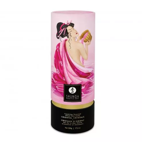 Пенящаяся соль для ванны Shunga Dead Sea salt Oriental Crystals — Rose Petal (500 г), соль Мертвого моря
