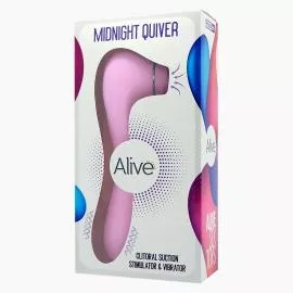 Вибратор и вакуумный клиторальный стимулятор 2в1, Alive Midnight Quiver Pink  - 4