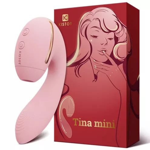 Вакуумний вібратор Kistoy Tina Mini Pink, вагінально-кліторальний
