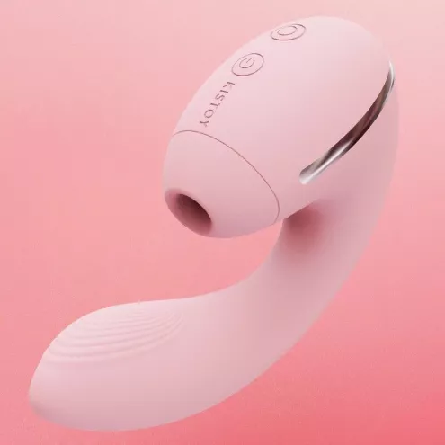 Вакуумний вібратор Kistoy Tina Mini Pink, вагінально-кліторальний