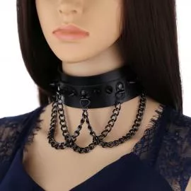 Шикарный ошейник с шипами и цепями - 4