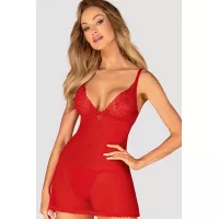 Комплект Obsessive Chilisa babydoll (Червоний, M/L)