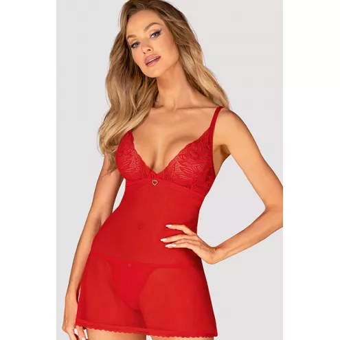 Комплект Obsessive Chilisa babydoll (Червоний, M/L)