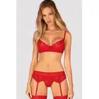 Комплект Obsessive Ingridia garter belt set (Красный, M/L)