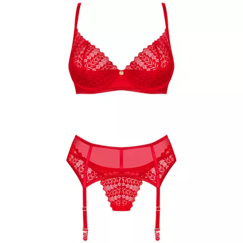 Комплект Obsessive Ingridia garter belt set (Красный, M/L)
