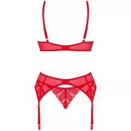 Комплект Obsessive Ingridia garter belt set (Червоний, XS/S) - 4