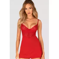 Комплект Obsessive Ingridia chemise (Красный, XS/S)
