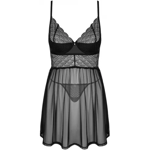 Комплект Obsessive Chemeris babydoll (Чорний, XS/S)