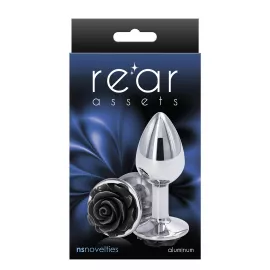 Ns Novelties Rose Buttplug M - Анальная пробка серебристая с черным - 2
