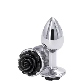 Ns Novelties Rose Buttplug M - Анальная пробка серебристая с черным - 1