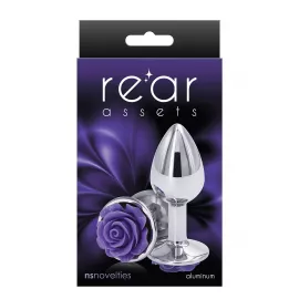 Ns Novelties Rose Buttplug S - Анальна пробка срібляста з фіолетовим - 2