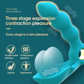 Вібростимулятор простати Boss Series Angelo Male Prostate Triple Stimulation, бірюзовий - 9