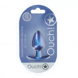 Анальна пробка Smooth Silicone Anal Plug - Medium - 3.1/7,9 cm - Metallic Blue - 1