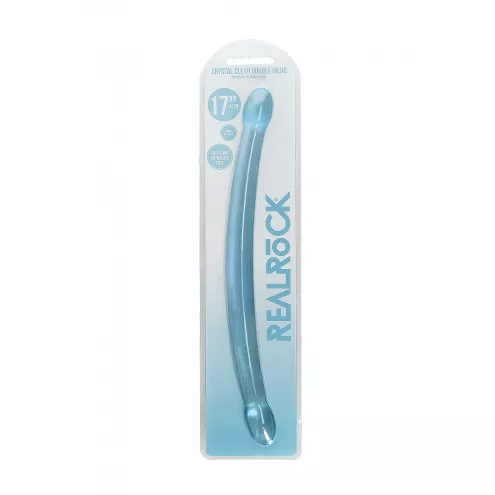 Двухконечный фаллоимитатор Realrock Crystal Clear Double Dildo 17, голубой, 42 см