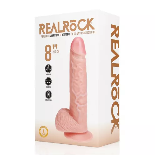 Вібратор Vibrating and Rotating Straight Cock with Balls - 8 / 20,5 cm - Flesh