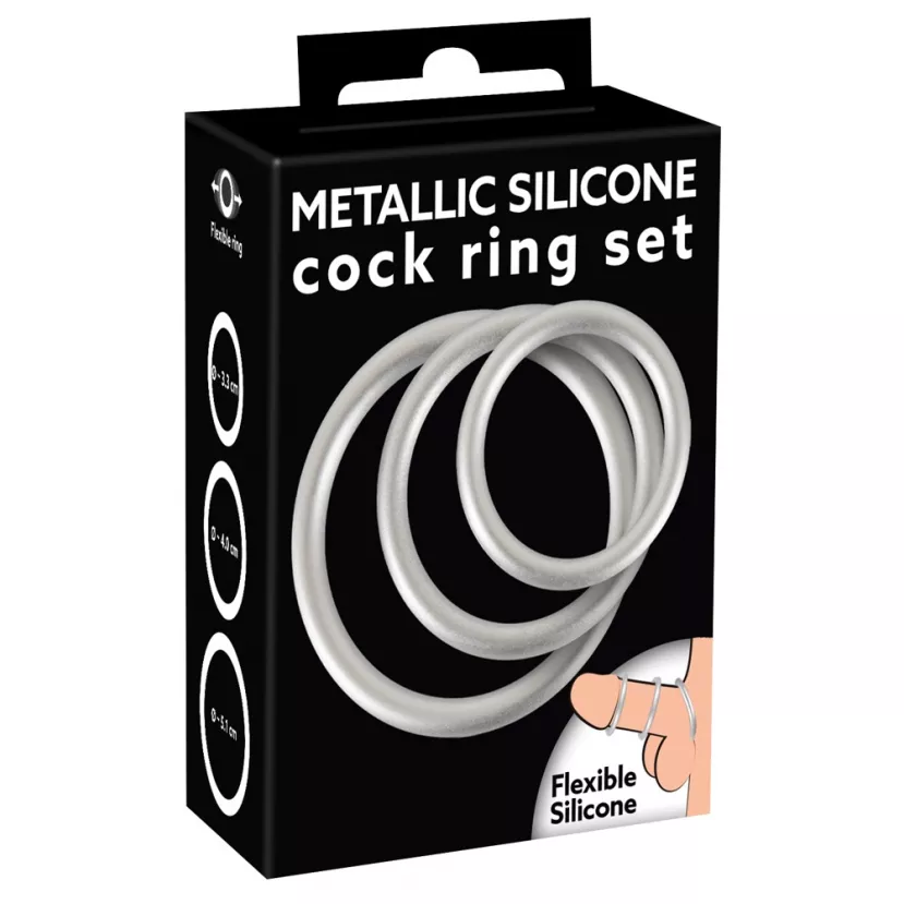 Эрекционные кольца Metallic Silicone Cock ring set
