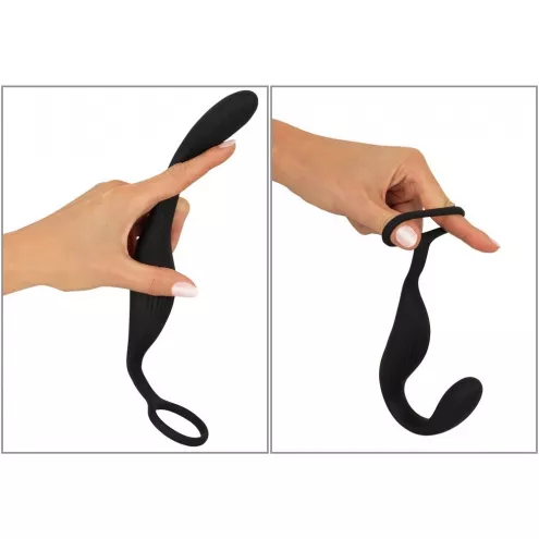 Масажер простати з кільцем на мошонку BLACK VELVETS COCK RING W BUTT