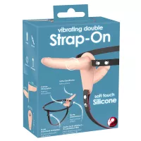 Подвійний страпон з вібрацією Vibrating Double Strap-On, тілесний