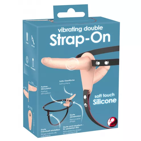 Подвійний страпон з вібрацією Vibrating Double Strap-On, тілесний