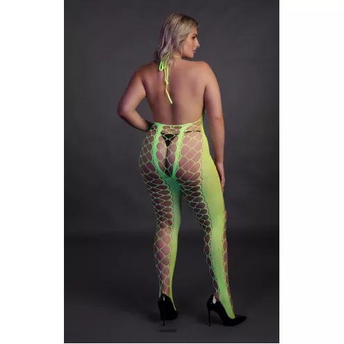 Бодістокінг - Ouch! Bodystocking With Halterneck Green, XL/4XL