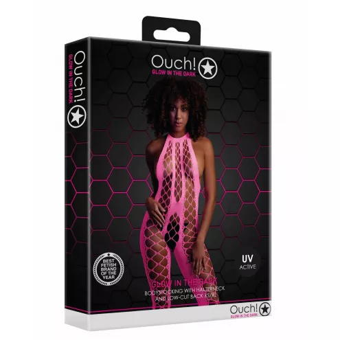 Бодістокінг - Ouch! Bodystocking With Halterneck Pink, XS/XL