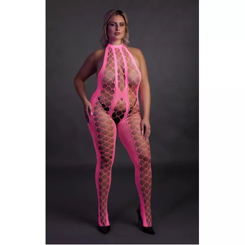 Бодістокінг - Ouch! Bodystocking With Halterneck Pink, XL/4XL