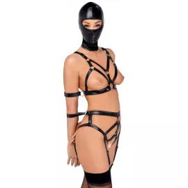 Боді з маскою - 2480492 Bad Kitty Strap+Mask Set, black S - 3